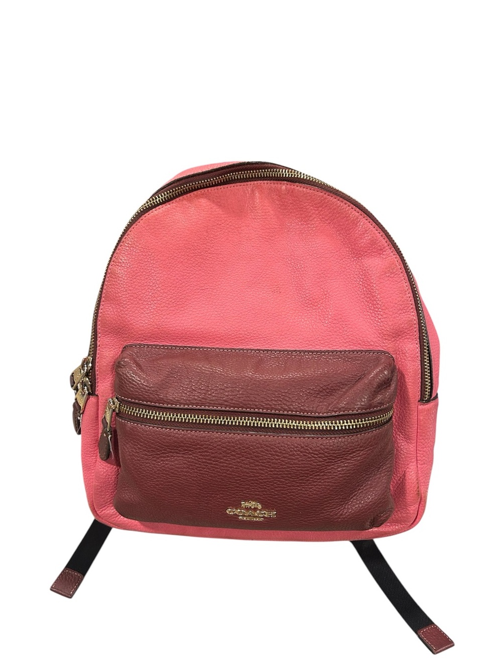 Coach Charlie Pink Two-Tone Leather Medium Backpack - Picture 2 of 7